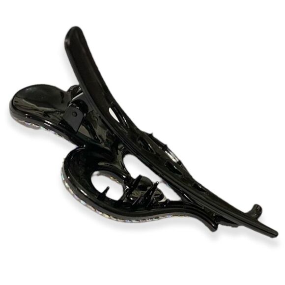 Black Hearts Glitter Rhinestone Decorative Hair Clip Accessories NEW - Picture 3 of 4